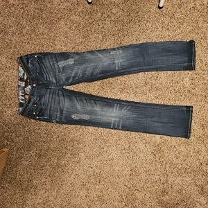 Adikta Western Jeans blue denim with accents sz 2/27 length 33
